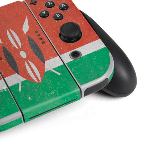 Kenya Flag Distressed Nintendo Switch OLED (2021) Skin